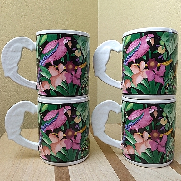 4 MUGS RAINFOREST/JUNGLE Sakura Vitromaster Set - Picture 2 of 10